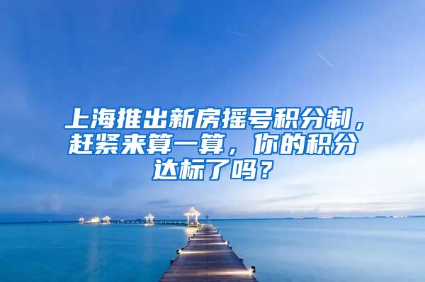 上海推出新房摇号积分制，赶紧来算一算，你的积分达标了吗？