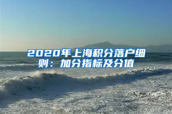 2020年上海积分落户细则：加分指标及分值