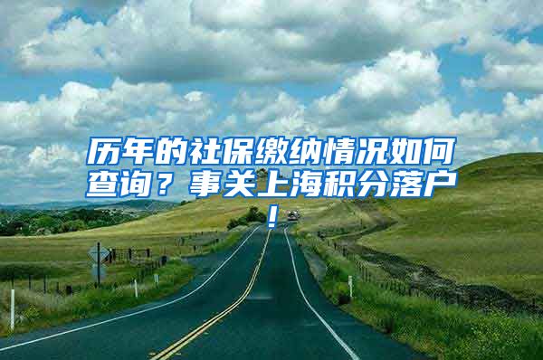 历年的社保缴纳情况如何查询？事关上海积分落户!