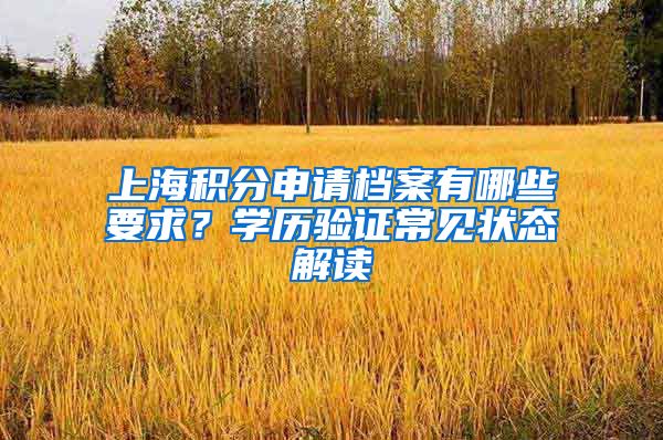 上海积分申请档案有哪些要求？学历验证常见状态解读