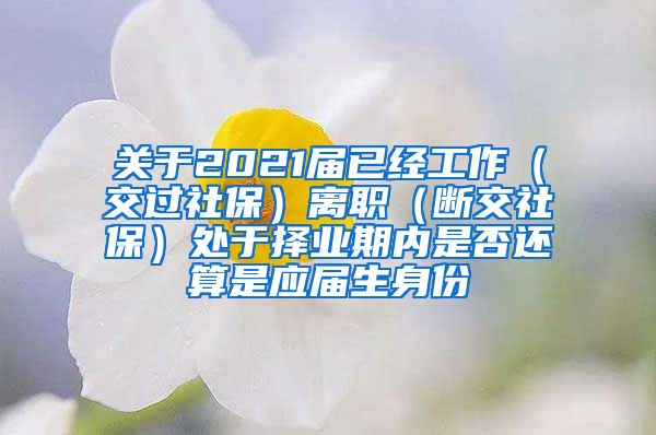 关于2021届已经工作（交过社保）离职（断交社保）处于择业期内是否还算是应届生身份