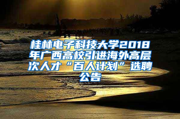桂林电子科技大学2018年广西高校引进海外高层次人才“百人计划”选聘公告