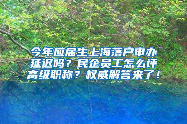 今年应届生上海落户申办延迟吗？民企员工怎么评高级职称？权威解答来了！