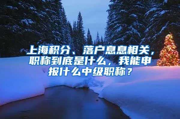 上海积分、落户息息相关，职称到底是什么，我能申报什么中级职称？