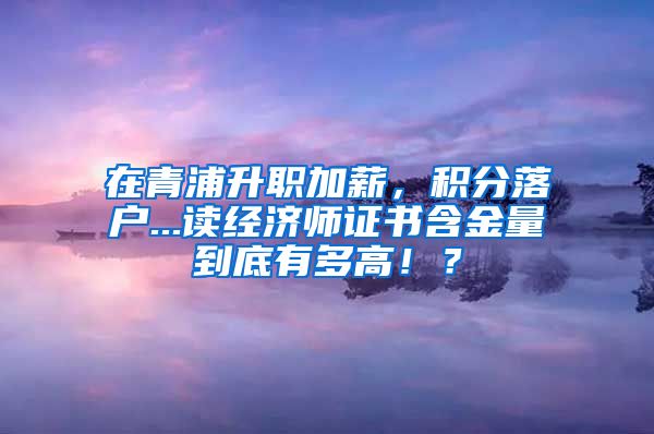 在青浦升职加薪，积分落户...读经济师证书含金量到底有多高！？