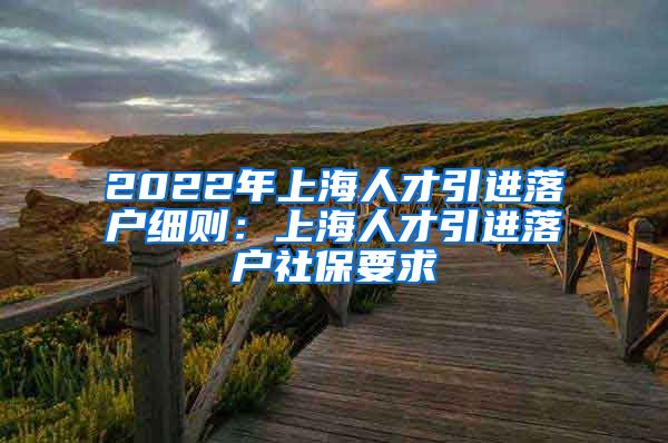 2022年上海人才引进落户细则：上海人才引进落户社保要求