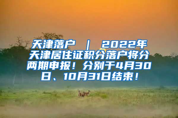 天津落户 ｜ 2022年天津居住证积分落户将分两期申报！分别于4月30日、10月31日结束！