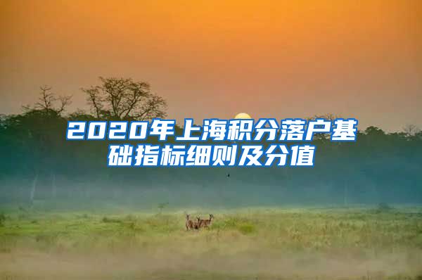 2020年上海积分落户基础指标细则及分值