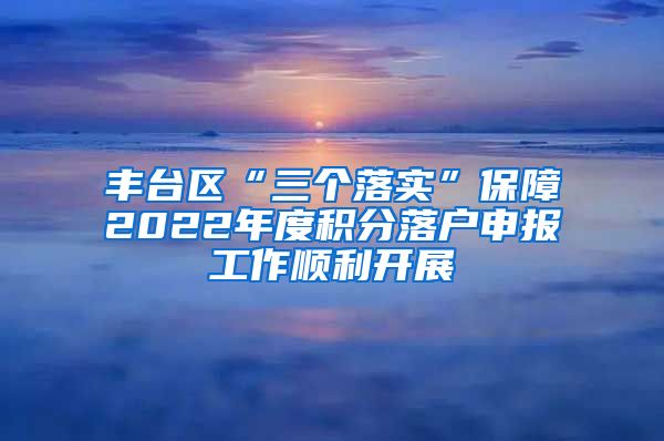 丰台区“三个落实”保障2022年度积分落户申报工作顺利开展