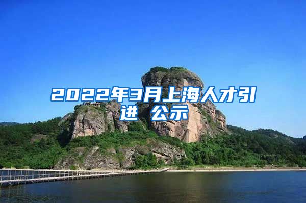 2022年3月上海人才引进 公示