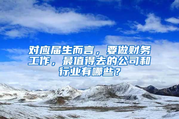 对应届生而言，要做财务工作，最值得去的公司和行业有哪些？