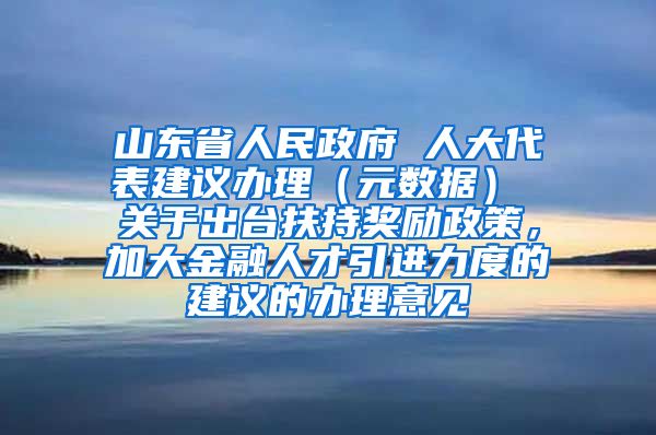 山东省人民政府 人大代表建议办理（元数据） 关于出台扶持奖励政策，加大金融人才引进力度的建议的办理意见