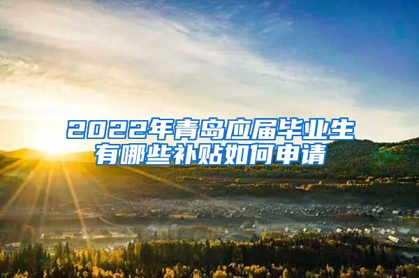 2022年青岛应届毕业生有哪些补贴如何申请