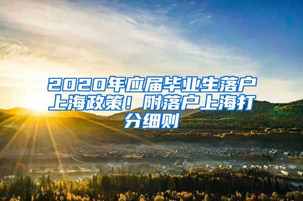 2020年应届毕业生落户上海政策！附落户上海打分细则