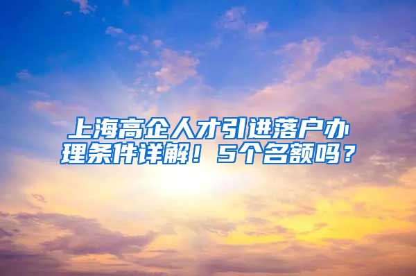 上海高企人才引进落户办理条件详解！5个名额吗？