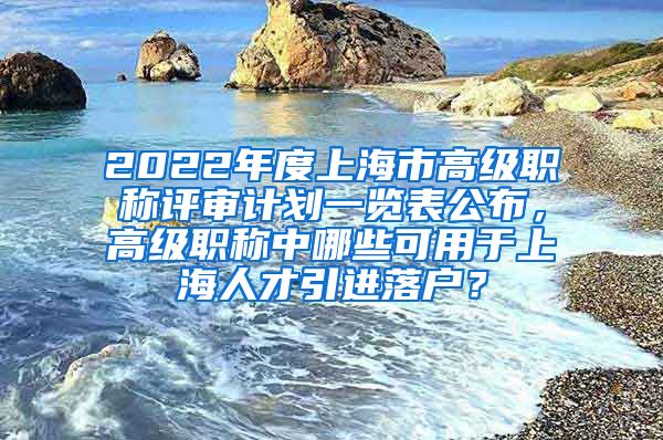 2022年度上海市高级职称评审计划一览表公布，高级职称中哪些可用于上海人才引进落户？
