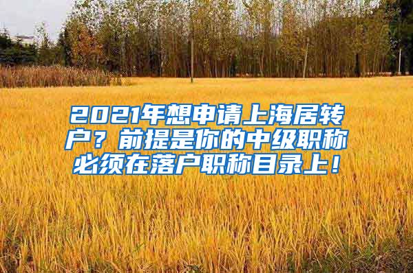 2021年想申请上海居转户？前提是你的中级职称必须在落户职称目录上！