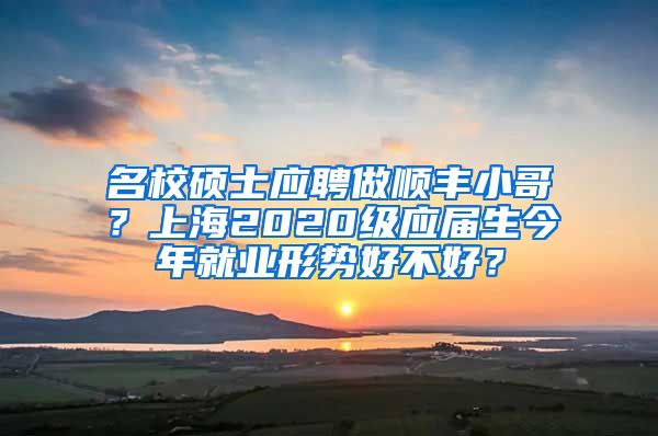 名校硕士应聘做顺丰小哥？上海2020级应届生今年就业形势好不好？