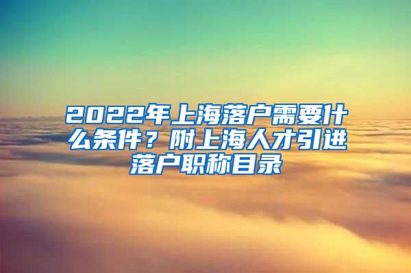 2022年上海落户需要什么条件？附上海人才引进落户职称目录