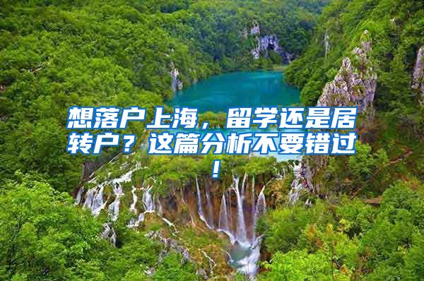 想落户上海，留学还是居转户？这篇分析不要错过！