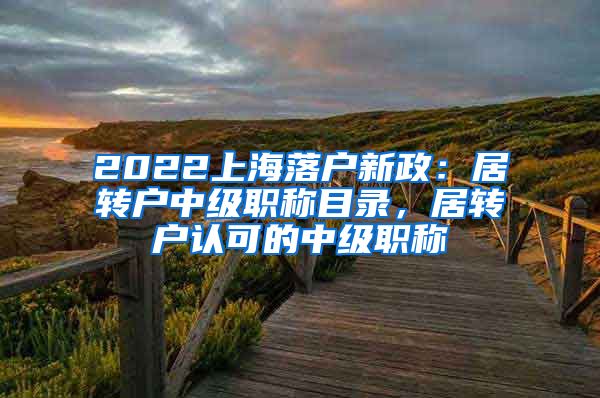 2022上海落户新政：居转户中级职称目录，居转户认可的中级职称