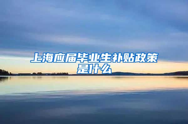 上海应届毕业生补贴政策是什么