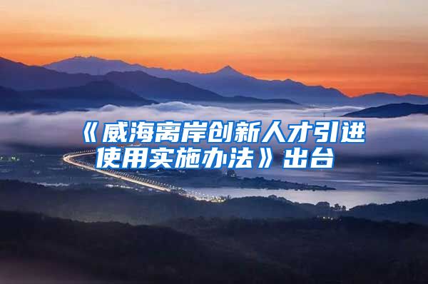 《威海离岸创新人才引进使用实施办法》出台