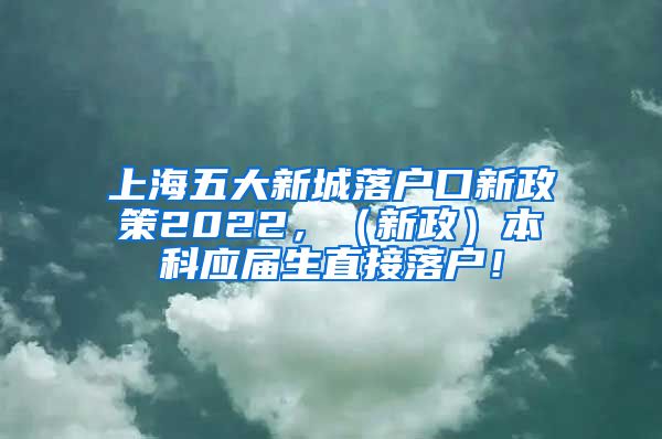 上海五大新城落户口新政策2022，（新政）本科应届生直接落户！