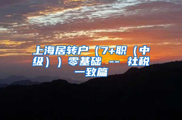 上海居转户（7+职（中级））零基础 -- 社税一致篇