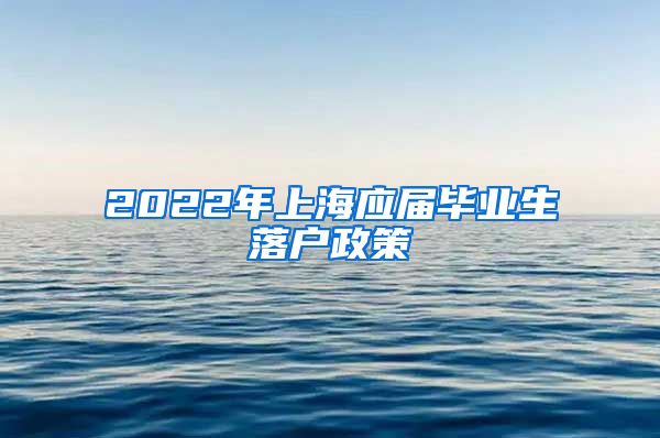 2022年上海应届毕业生落户政策