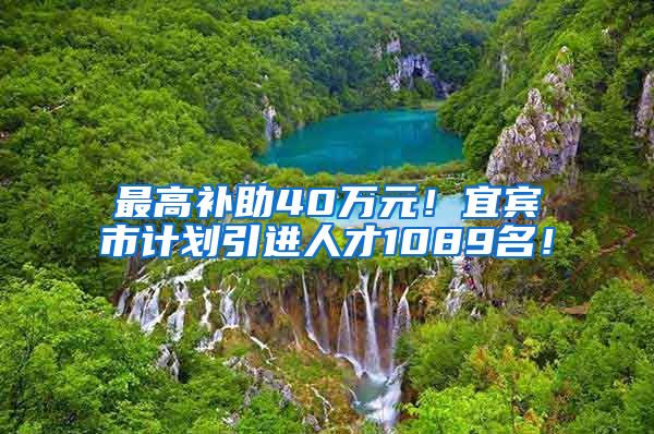 最高补助40万元！宜宾市计划引进人才1089名！