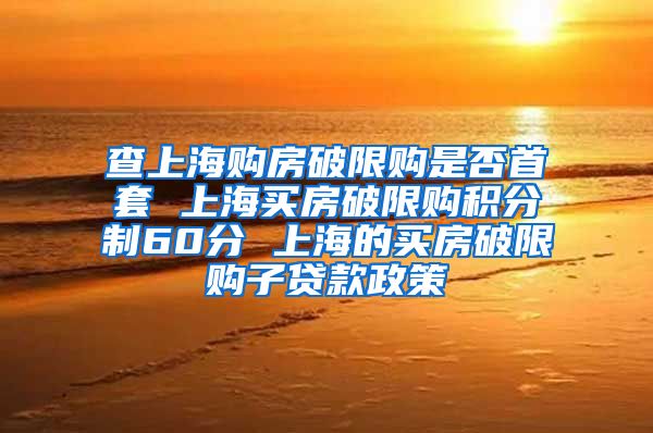 查上海购房破限购是否首套 上海买房破限购积分制60分 上海的买房破限购子贷款政策