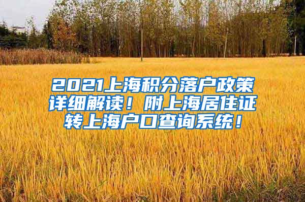 2021上海积分落户政策详细解读！附上海居住证转上海户口查询系统！