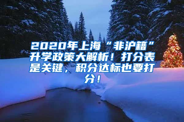 2020年上海“非沪籍”升学政策大解析！打分表是关键，积分达标也要打分！