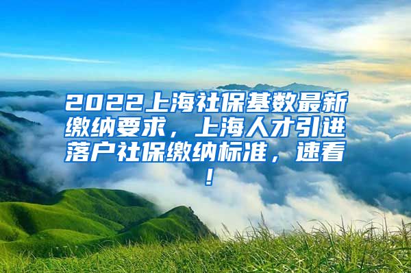 2022上海社保基数最新缴纳要求，上海人才引进落户社保缴纳标准，速看！