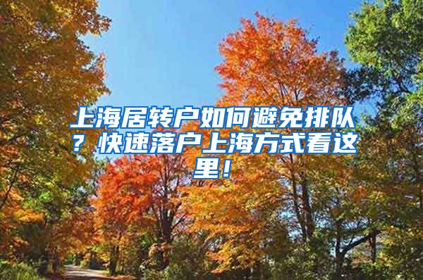 上海居转户如何避免排队？快速落户上海方式看这里！