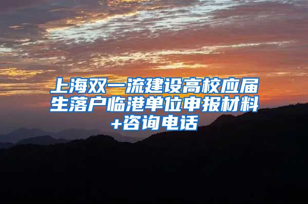 上海双一流建设高校应届生落户临港单位申报材料+咨询电话