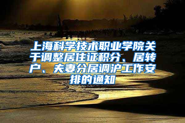 上海科学技术职业学院关于调整居住证积分、居转户、夫妻分居调沪工作安排的通知