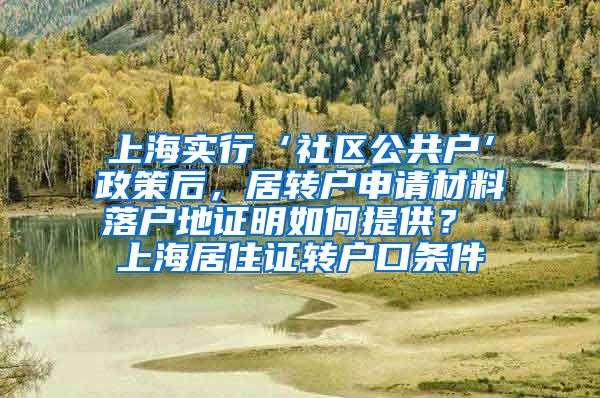 上海实行‘社区公共户’政策后，居转户申请材料落户地证明如何提供？ 上海居住证转户口条件