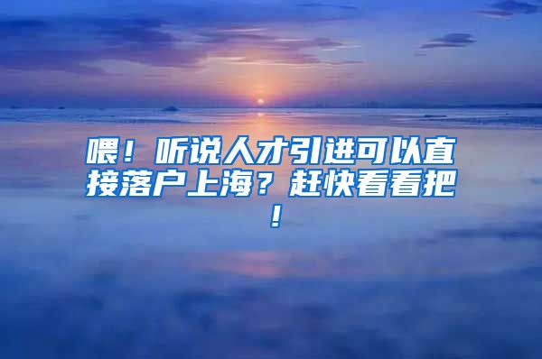 喂！听说人才引进可以直接落户上海？赶快看看把！