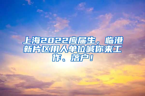 上海2022应届生，临港新片区用人单位喊你来工作、落户！