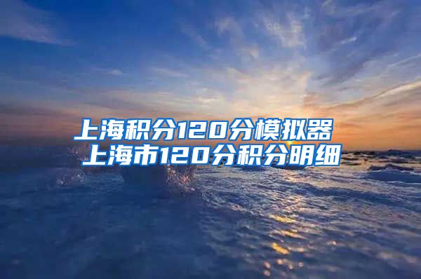 上海积分120分模拟器 上海市120分积分明细