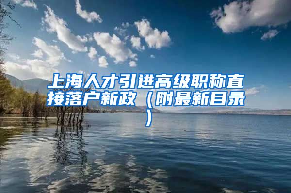 上海人才引进高级职称直接落户新政（附最新目录）