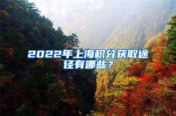 2022年上海积分获取途径有哪些？