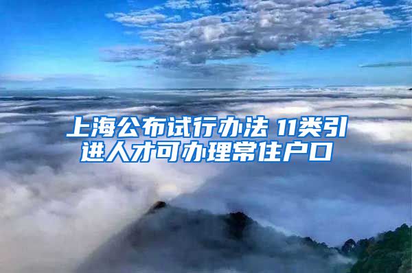 上海公布试行办法　11类引进人才可办理常住户口