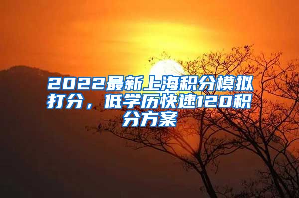 2022最新上海积分模拟打分，低学历快速120积分方案