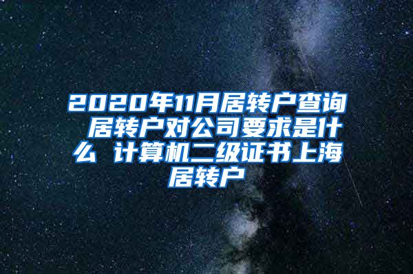 2020年11月居转户查询 居转户对公司要求是什么 计算机二级证书上海居转户