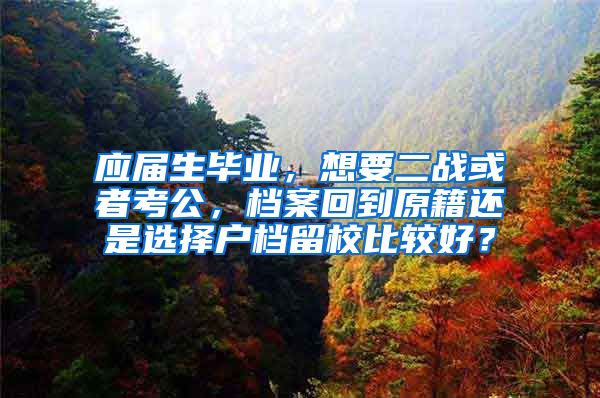 应届生毕业，想要二战或者考公，档案回到原籍还是选择户档留校比较好？