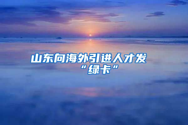 山东向海外引进人才发“绿卡”