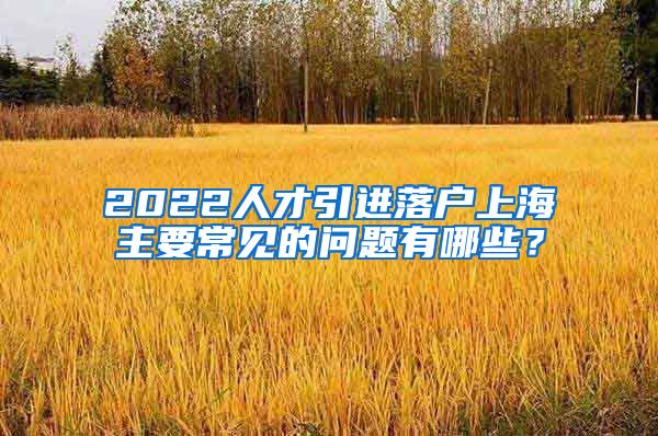 2022人才引进落户上海主要常见的问题有哪些？